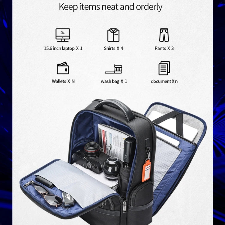 Bopai 61-121601 Large Capacity Water-resistant Business Laptop Backpack With USB+Type-C Port(Blue)