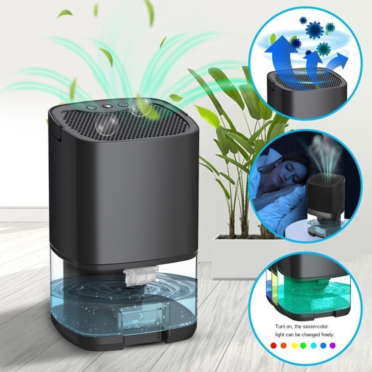 1L 36W Air Dehumidifier for Home Damp Drying Clothes with 7 colors Light US Plug(Black) - free shipping - PMC TechLife - Order now!