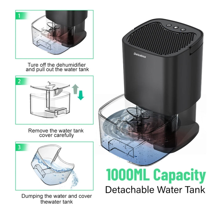 1L 36W Air Dehumidifier for Home Damp Drying Clothes with 7 colors Light UK Plug(Black) - free shipping - PMC TechLife - Order now!