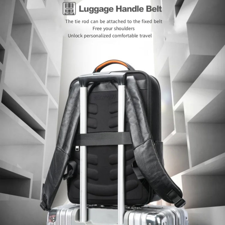 Bopai AL-61-122631B Large Capacity Cowhide Laptop Backpack With USB+Type-C Port(High-end Version) - free shipping - PMC Jewellery - Order now!
