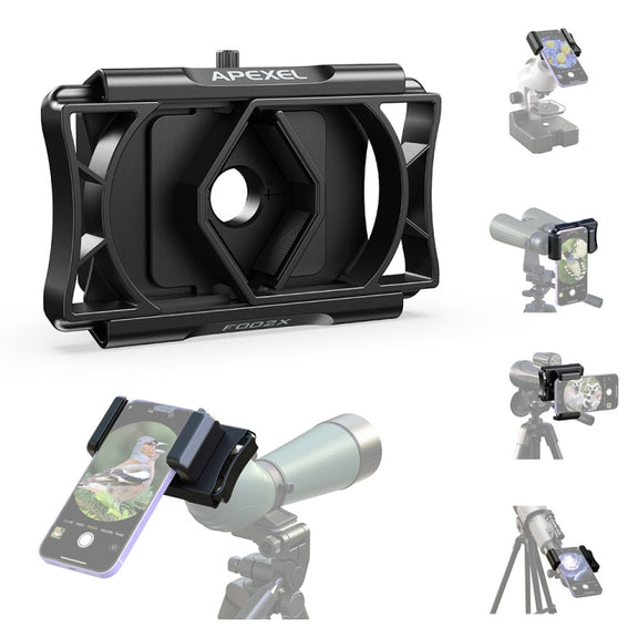 APEXEL F002X Universal Phone Adapter for Monoculars Binoculars Smartphone Holder Clip(Black)