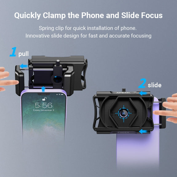 APEXEL F002X Universal Phone Adapter for Monoculars Binoculars Smartphone Holder Clip(Green)