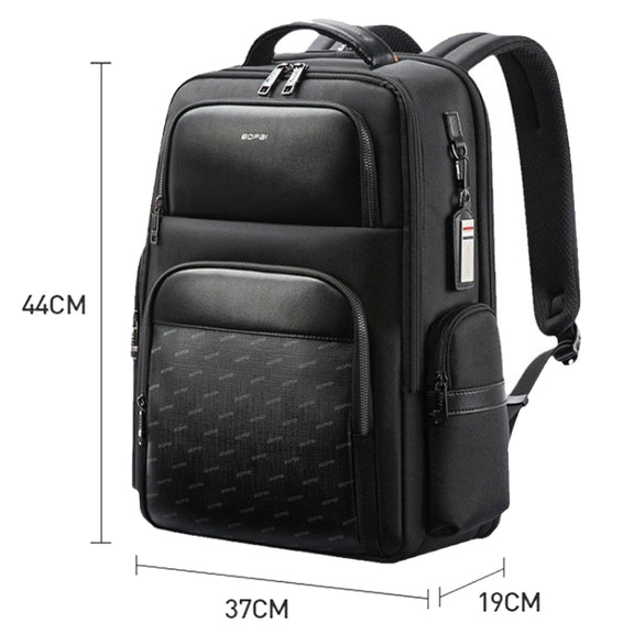 Bopai 61-91911 Large Capacity Business Water-resistant Laptop Backpack With USB+Type-C Port(Black)