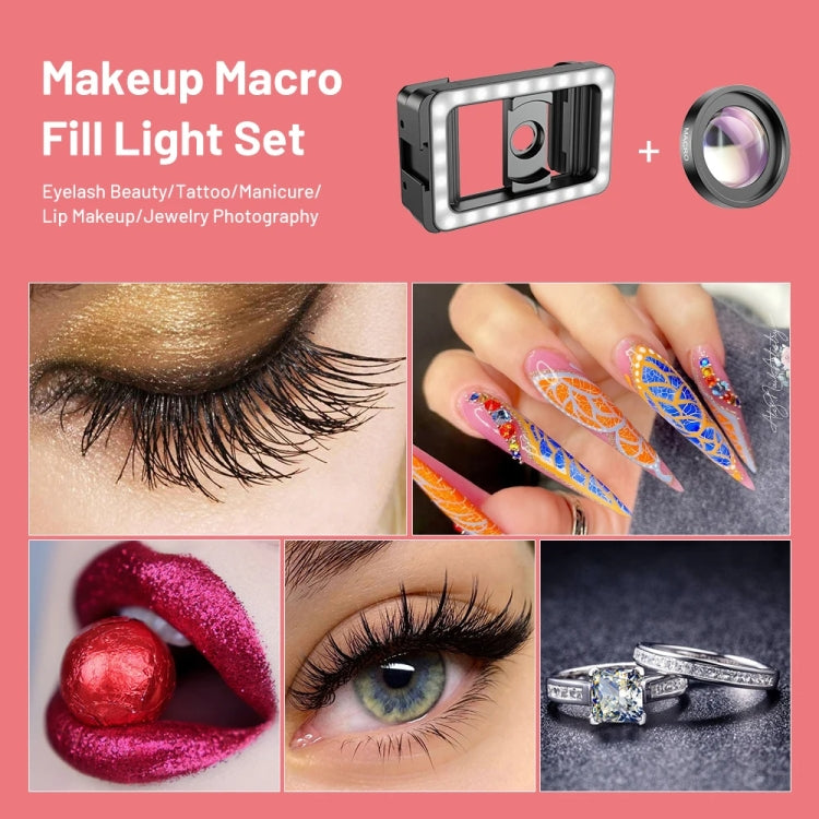 APEXEL 15X  Macro Lens With LED Fill Light Phone Holder Clamp