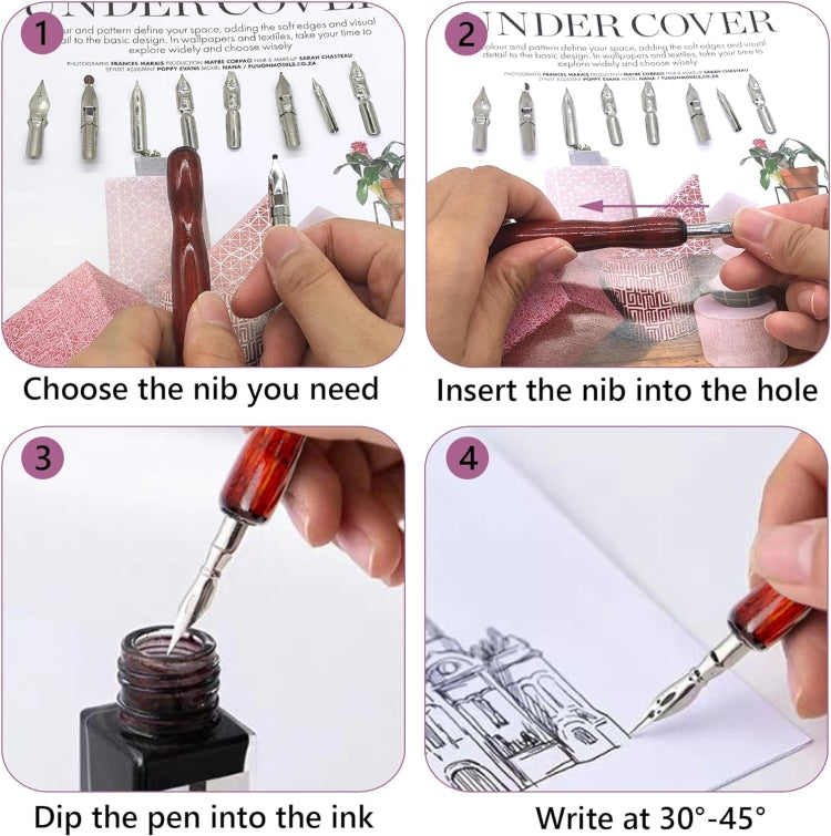 9 Calligraphy Nibs+ Dip Pen Set For Cartoon Sketching Art Drawing - Fountain Pens by PMc TechLife | Online Shopping South Africa | PMc TechLife | Buy Now Pay Later Mobicred