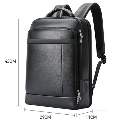 Bopai 61-120761 Large-capacity First-layer Cowhide Business Laptop Backpack With USB+Type-C Port(Black) - free shipping - PMC Jewellery - Order now!