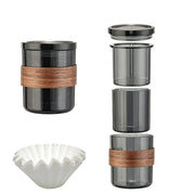 3 In 1 Pour Over Coffee Maker with Filter Cup for Camping Travel Office Gradient Black