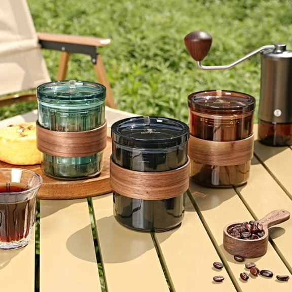 3 In 1 Pour Over Coffee Maker with Filter Cup for Camping Travel Office With Bag Brown
