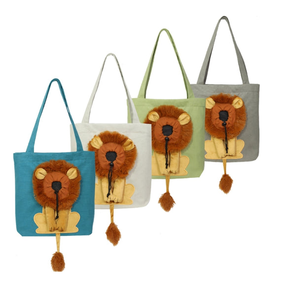 Canvas Expandable Little Lion Shape Cat Bag Small Dog Handbag, Size: Large (Dark Gray)