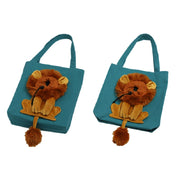 Canvas Expandable Little Lion Shape Cat Bag Small Dog Handbag, Size: Large (Light Green)