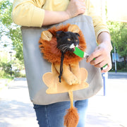 Canvas Expandable Little Lion Shape Cat Bag Small Dog Handbag, Size: Large (Light Green)
