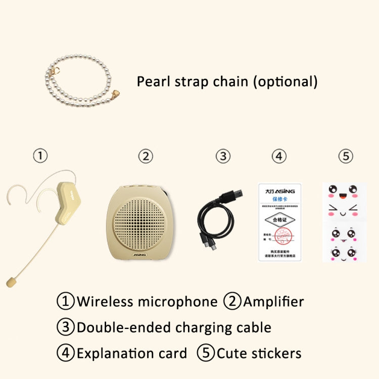 ASiNG S16  2.4G Wireless Voice Amplifier with Headset Microphone for Teachers Tour Guides Without Strap Chain