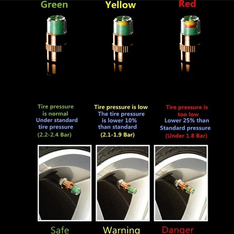 2.4BAR Vehicle Tire Pressure Monitoring Warning Cap, ������: Brass Core - Tire Valve Caps by PMC TechLife | Online Shopping South Africa | PMC TechLife | Buy Now Pay Later Mobicred