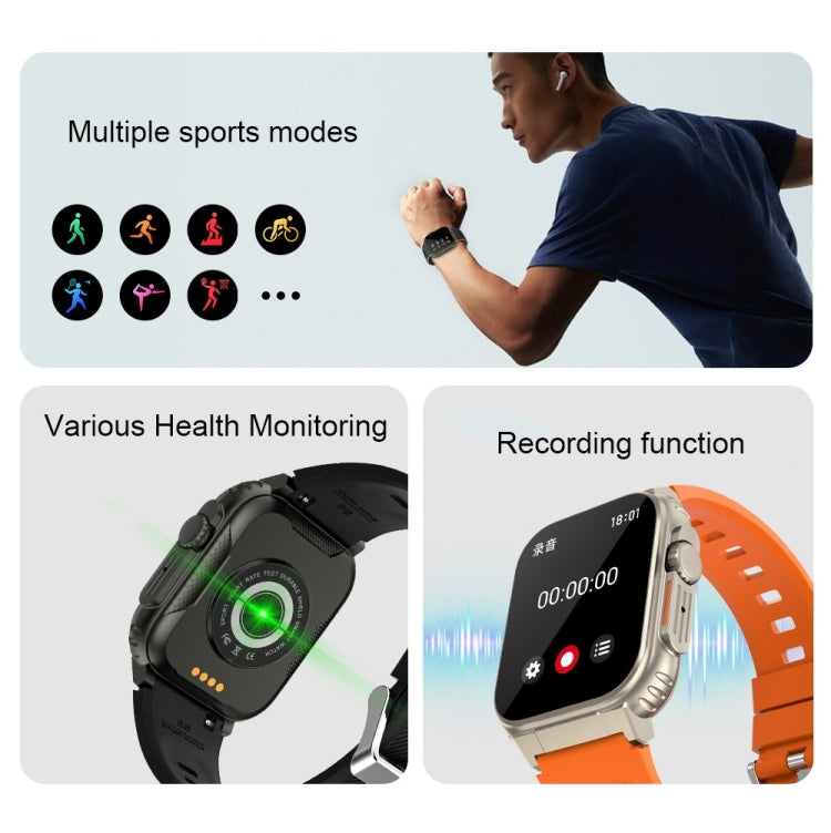 A70 1.96 Inch Health Monitoring Multifunctional IP68 Waterproof Bluetooth Call Smart Watch(Silver Steel) - Smart Watches by PMC TechLife | Online Shopping South Africa | PMC TechLife | Buy Now Pay Later Mobicred