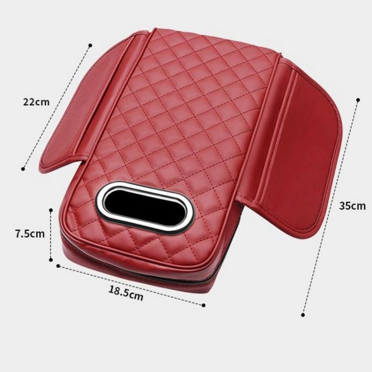 Car Armrest Box Booster Pad Widened Interior Tissue Box, Color: Black Red