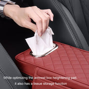 Car Armrest Box Booster Pad Widened Interior Tissue Box, Color: Black Red