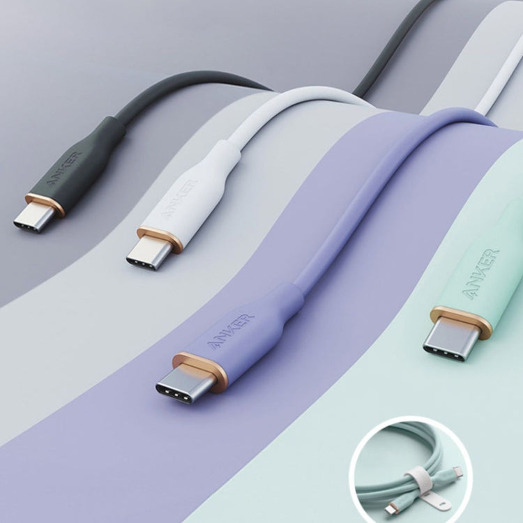 ANKER A8552 Powerline III 0.9m Skin Friendly Dual Type-C Data Cable PD100W Fast Charging Cable(Black)
