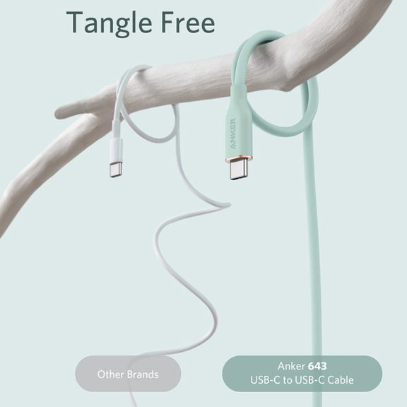 ANKER A8553 Powerline III 1.8m Skin Friendly Dual Type-C Data Cable PD100W Fast Charging Cable(Black)