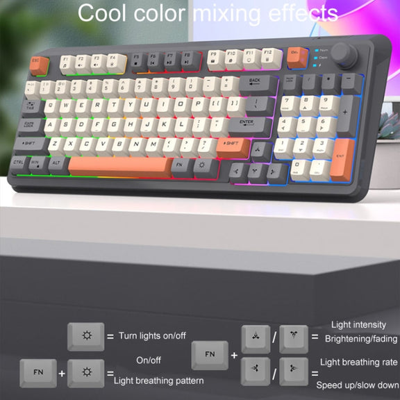 XUNSVFOX K94 Wireless Bluetooth Dual Mode Mechanical Keyboard Gaming Office Laptop Keyboard(Sea Salt)