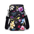 Printed Crossbody Mobile Phone Bag Mini Wallet With Arm Band, Style: Black Flower - Single-shoulder Bags by PMC TechLife | Online Shopping South Africa | PMC TechLife | Buy Now Pay Later Mobicred