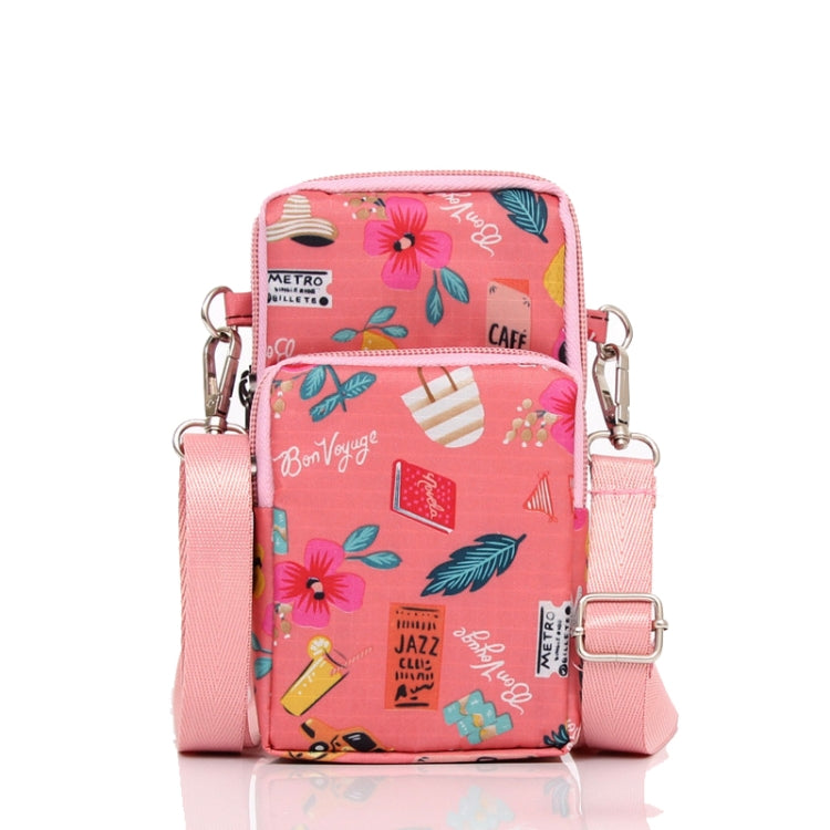 Printed Crossbody Mobile Phone Bag Mini Wallet With Arm Band, Style: Pink Holiday - Single-shoulder Bags by PMC TechLife | Online Shopping South Africa | PMC TechLife | Buy Now Pay Later Mobicred