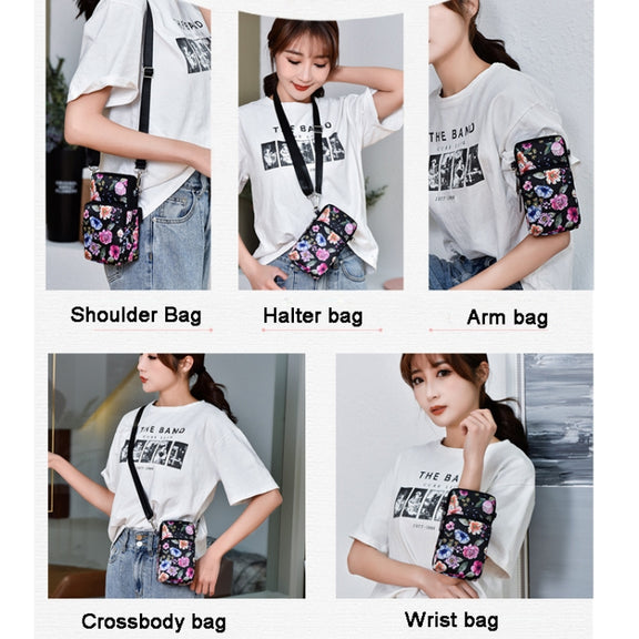 Printed Crossbody Mobile Phone Bag Mini Wallet With Arm Band, Style: Animal Park