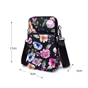 Printed Crossbody Mobile Phone Bag Mini Wallet With Arm Band, Style: Black Flower1