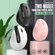 XUNSVFOX H5 Upright Vertical Dual Mode Mouse Rechargeable Wireless Business Office Mouse(Pink)