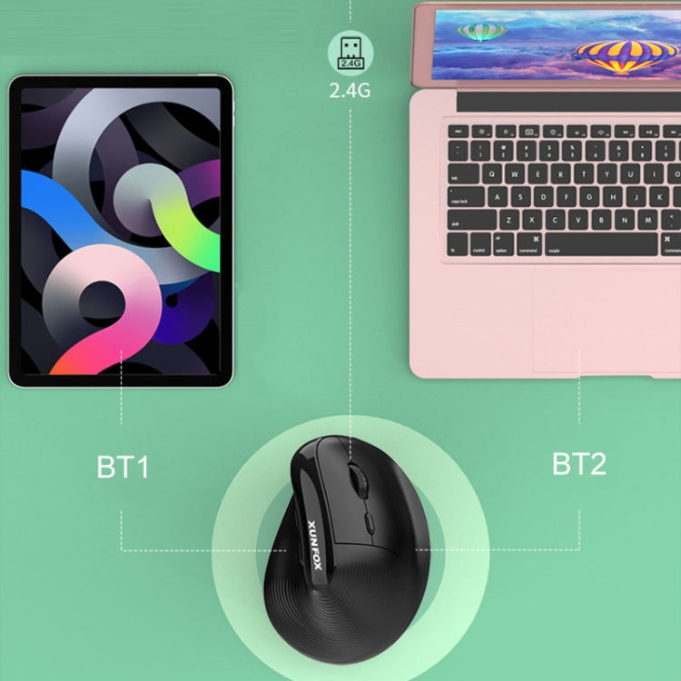 XUNSVFOX H5 Upright Vertical Dual Mode Mouse Rechargeable Wireless Business Office Mouse(Black) - free shipping - PMC Jewellery - Order now!