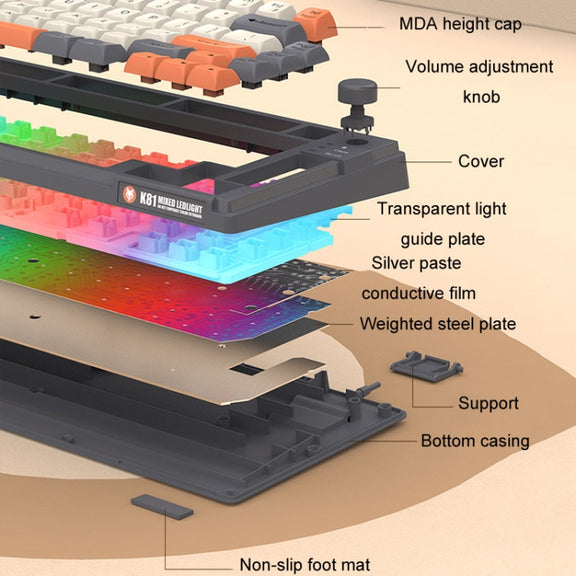 XUNSVFOX K81 Laptop Gaming Office Wired Illuminated Keyboard(Violet)
