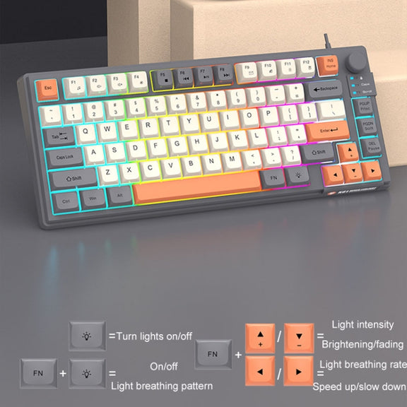 XUNSVFOX K81 Laptop Gaming Office Wired Illuminated Keyboard(Lake Blue)