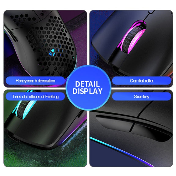 XUNSVFOX XYH80 Hollow Hole Rechargeable Wireless Gaming Mouse RGB Light Computer Office Mouse(White)