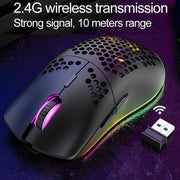 XUNSVFOX XYH80 Hollow Hole Rechargeable Wireless Gaming Mouse RGB Light Computer Office Mouse(Black)