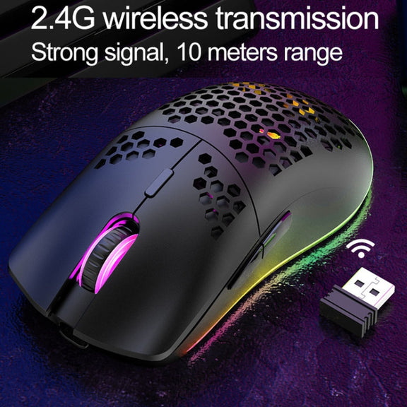 XUNSVFOX XYH80 Hollow Hole Rechargeable Wireless Gaming Mouse RGB Light Computer Office Mouse(White)
