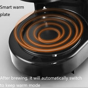 HOMEZEST 600W 0.65L  Automatic Drip Coffee Maker with Glass Carafe 2-6 Cup Capacity(323 Black UK Plug)