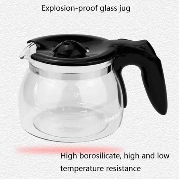 HOMEZEST 600W 0.65L  Automatic Drip Coffee Maker with Glass Carafe 2-6 Cup Capacity(323 Black UK Plug)