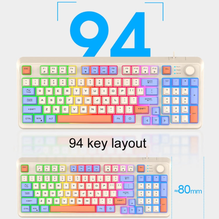 XUNSVFOX K820 Wired Gaming Mechanical Feeling 94 Keys Keyboard And Mouse Set(Shimmer)