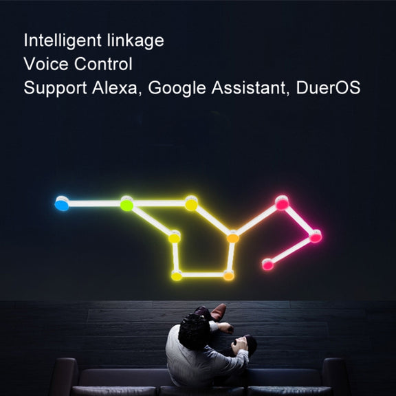 JSK-P30 9 Sections Smart WiFi Bluetooth Splicing Atmosphere Light Sound Control Constellation Light Support Amazon Alexa / Google Assistant / DuerOS EU Plug(White)