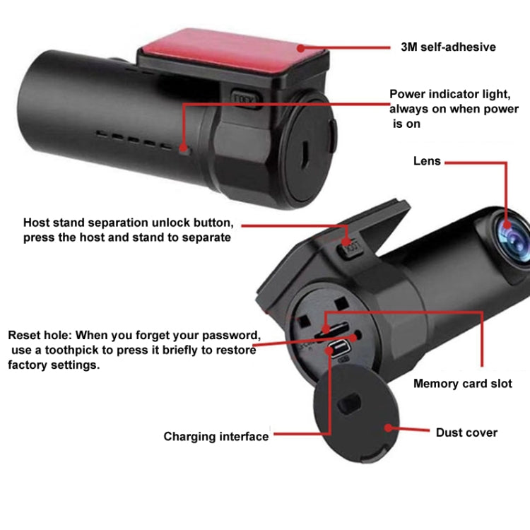 S600 1080P Wifi Dash Cam 170 Degree Wide Angle Lens Hidden Car Driving Recorder(Black) - Car DVRs by PMC TechLife | Online Shopping South Africa | PMC TechLife | Buy Now Pay Later Mobicred
