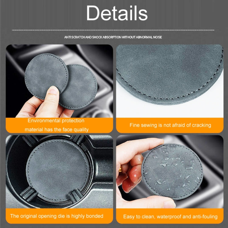 2pcs/ Set Car Suede Anti-Slip Water Coaster Car Interior Decoration(Gray)
