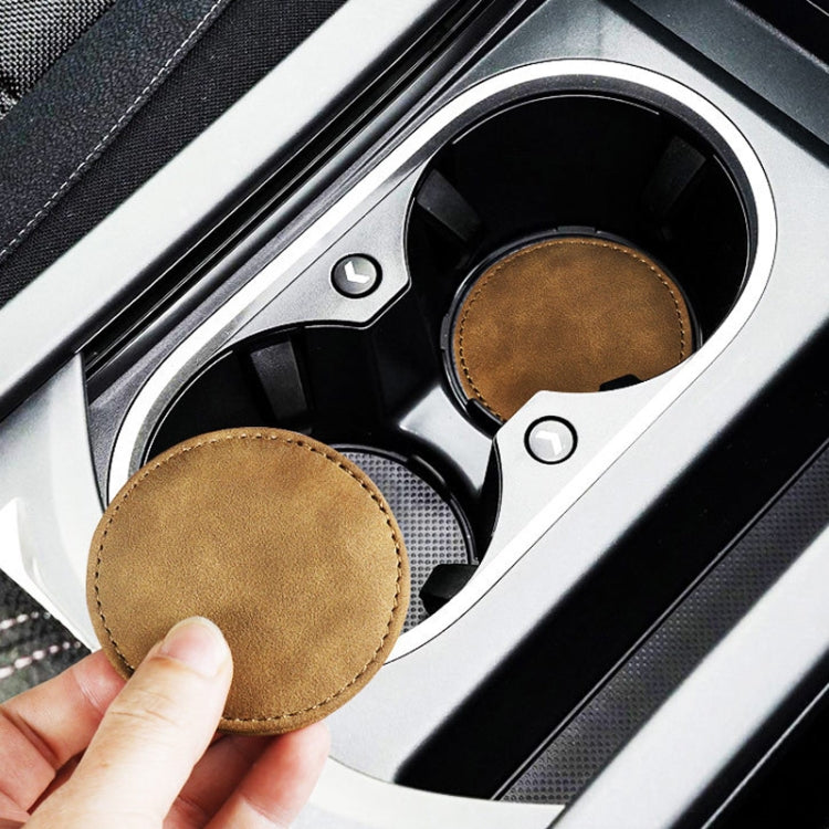 2pcs/ Set Car Suede Anti-Slip Water Coaster Car Interior Decoration(Gray)