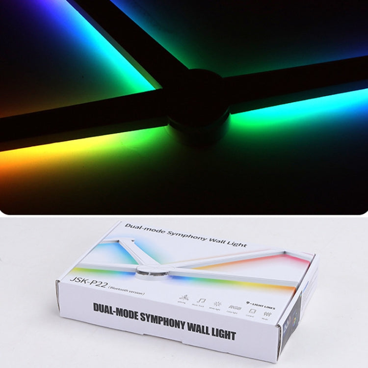 JSK-P22 5V Bluetooth RGB Stitching Light E-Sports Atmosphere Decorative Lamp, Style: 9 Sections+USB To DC Line+US Plug(Black)