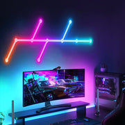 JSK-P22 5V Bluetooth RGB Stitching Light E-Sports Atmosphere Decorative Lamp, Style: 9 Sections+USB To DC Line+UK Plug(White)
