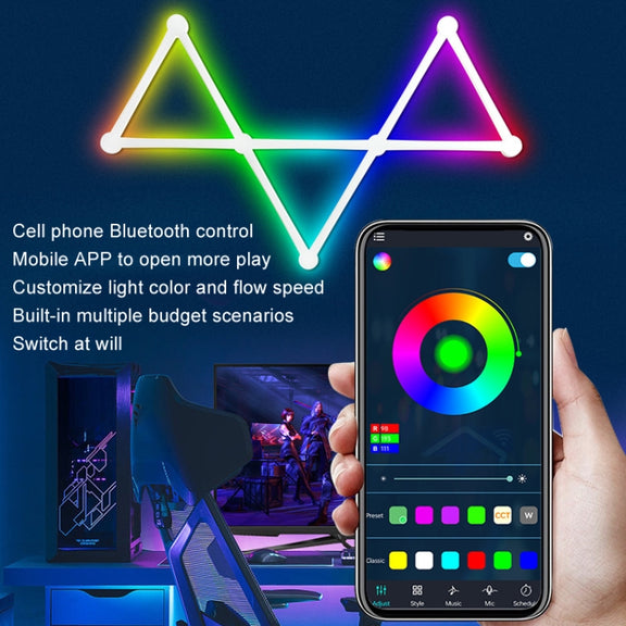 JSK-P22 5V Bluetooth RGB Stitching Light E-Sports Atmosphere Decorative Lamp, Style: 9 Sections+USB To DC Line+UK Plug(White)