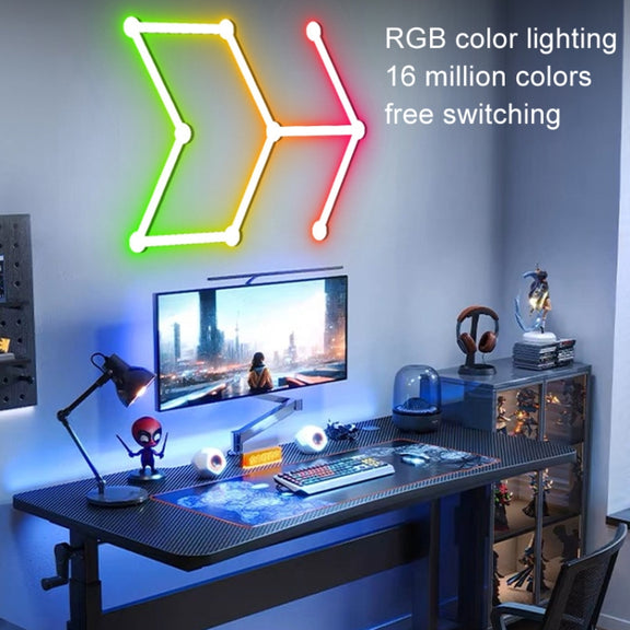 JSK-P22 5V Bluetooth RGB Stitching Light E-Sports Atmosphere Decorative Lamp, Style: 6 Sections+USB To DC Line+UK Plug(White)