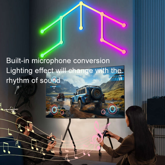 JSK-P22 5V Bluetooth RGB Stitching Light E-Sports Atmosphere Decorative Lamp, Style: 9 Sections+USB To DC Line+UK Plug(Black)