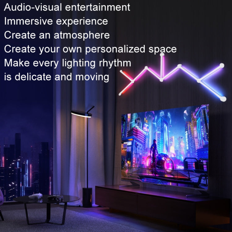 JSK-P22 5V Bluetooth RGB Stitching Light E-Sports Atmosphere Decorative Lamp, Style: 9 Sections+USB To DC Line(Black)