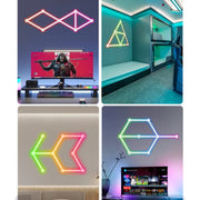 JSK-P22 5V Bluetooth RGB Stitching Light E-Sports Atmosphere Decorative Lamp, Style: 6 Sections+USB To DC Line+EU Plug(White)