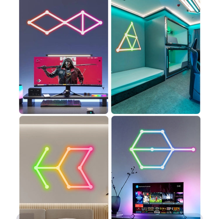 JSK-P22 5V Bluetooth RGB Stitching Light E-Sports Atmosphere Decorative Lamp, Style: 9 Sections+USB To DC Line+UK Plug(White)