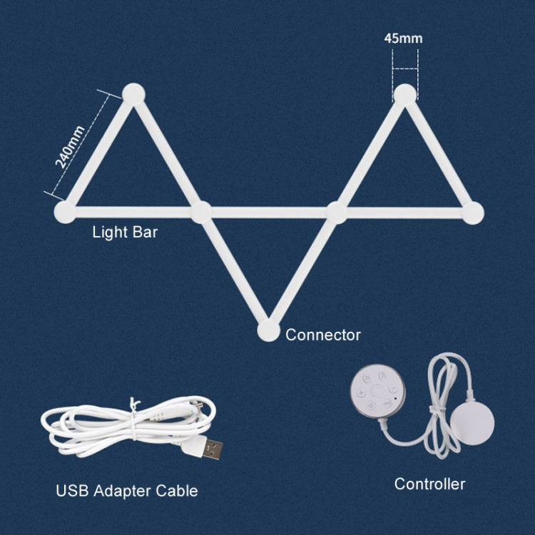 JSK-P22 5V Bluetooth RGB Stitching Light E-Sports Atmosphere Decorative Lamp, Style: 6 Sections+USB To DC Line+UK Plug(White)